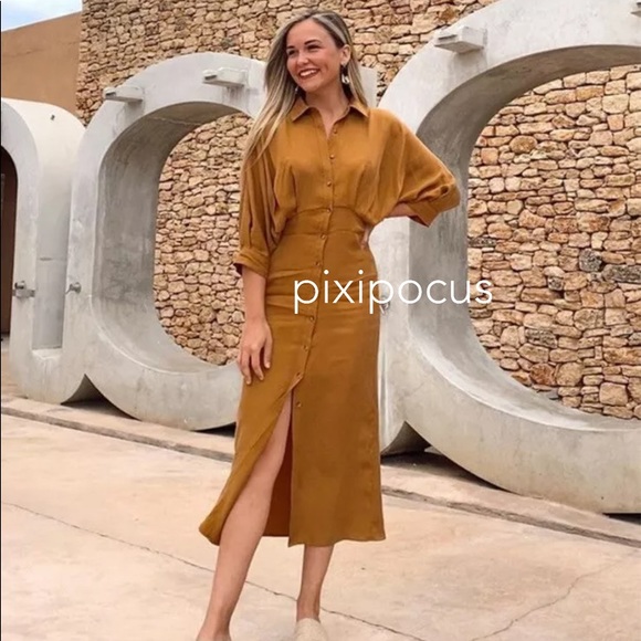 camel dress zara